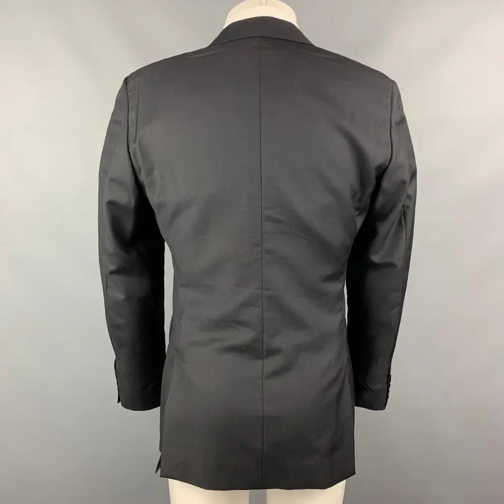 CALVIN KLEIN COLLECTION Size 38 Black Wool / Silk Peak Lapel Sport Coat